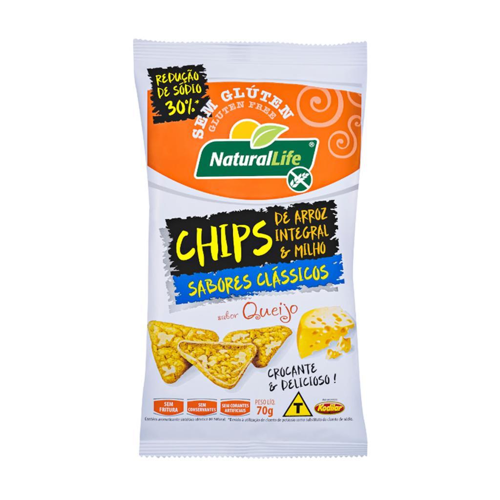 Chips de Arroz Integral e Milho Sabor Queijo Sem Glúten 70g - NaturalLife