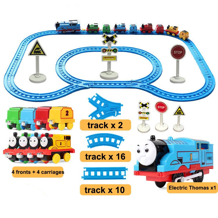 Conjunto de trem Thomas e Amigos com 40 peças, incluindo vagões de metal, trilhos, trem magnético e brinquedos infantis.