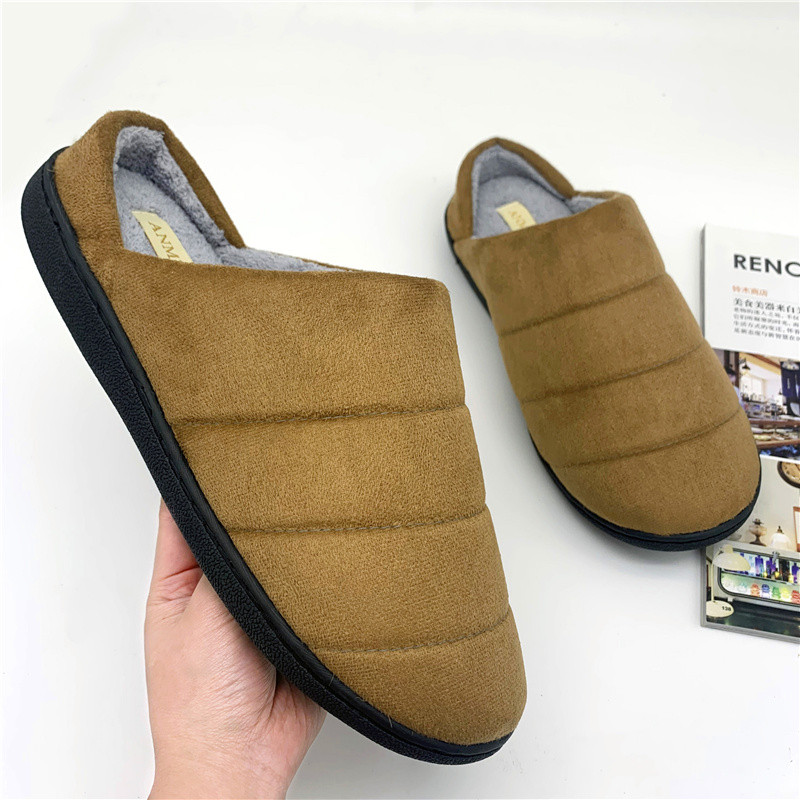 Exportação chinelos de algodão masculino casa antiderrapante sola grossa quente interior inverno casa camurça chinelos d