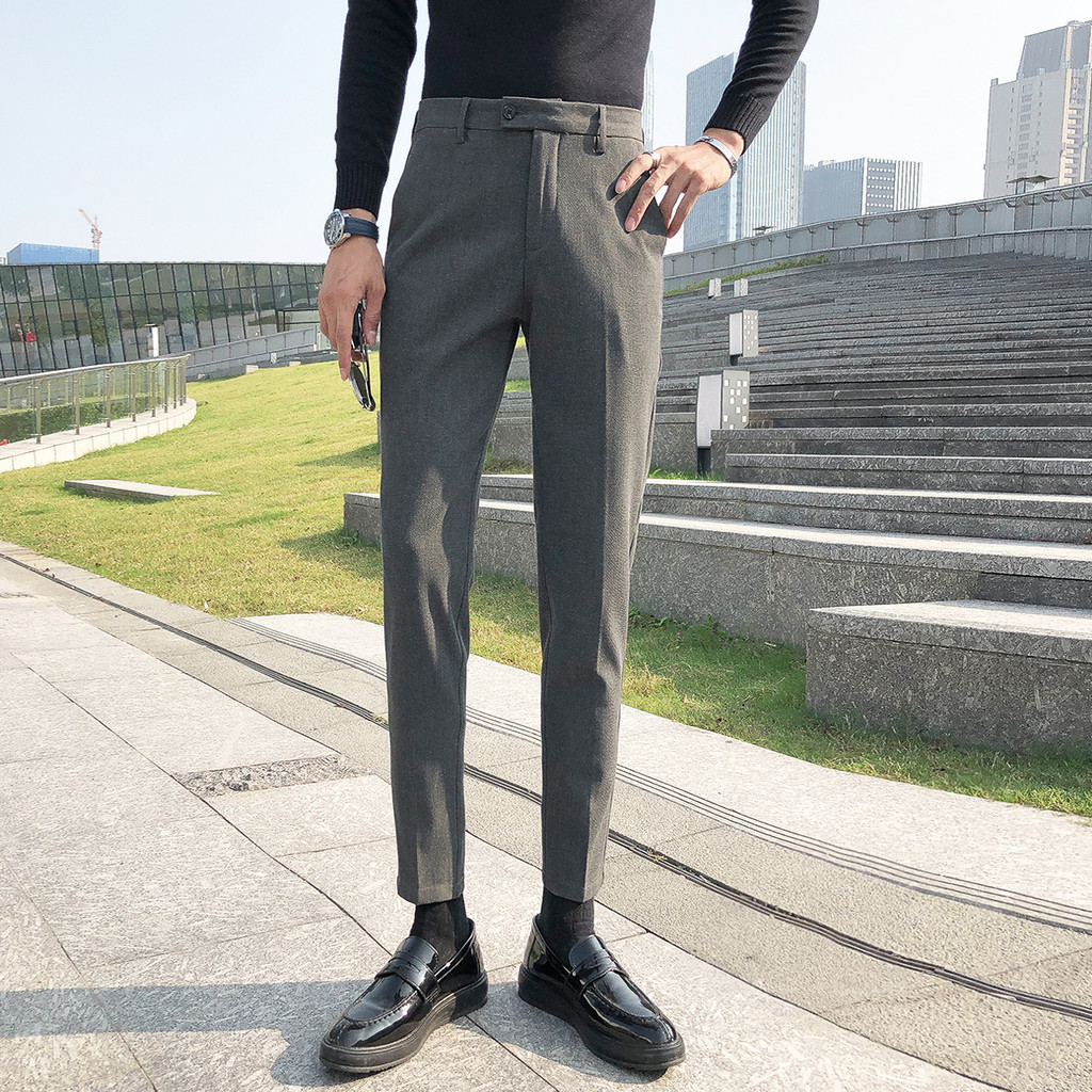 Versão coreana calças masculinas magro-ajuste calças magras trabalho de negócios Formal calças casuais terno britânico c