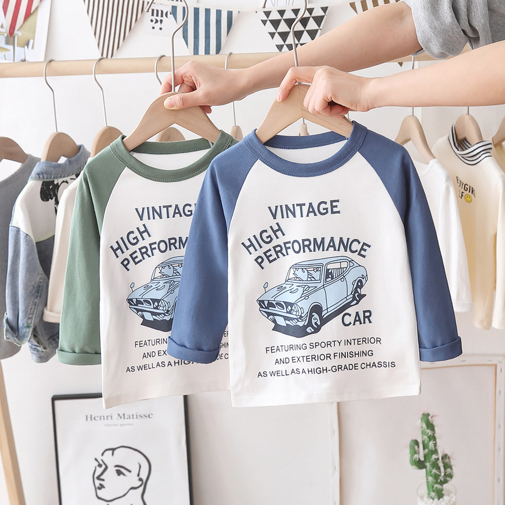 Crianças roupas infantis meninos crianças puro algodão manga comprida camiseta 2026 primavera outono novo estilo versão 