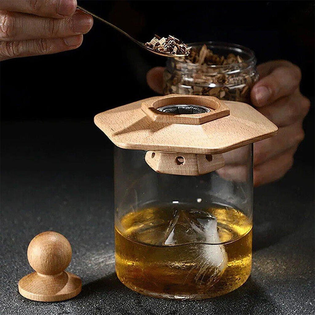 Detalhes do Conjunto de Seis Sabores Kit de Defumador de Coquetéis Acessórios de Bar de Bebidas de Madeira Defumada Whisky D 4K1J