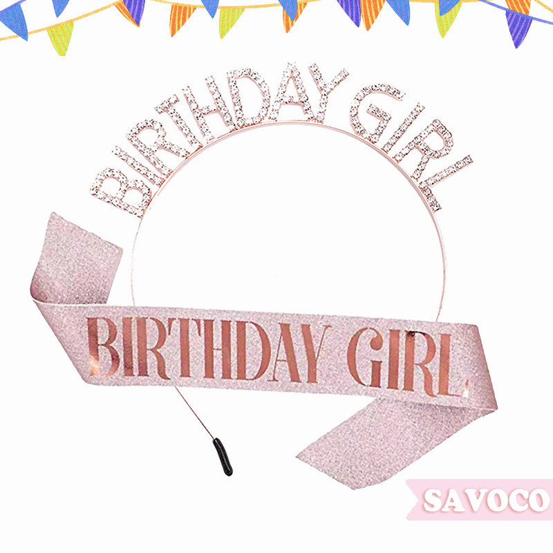 SAVOCO Sweet Birthday Girl Headwear Fitas De Aniversário Princesa Satin Sashes Fita Suprimentos Para Festas De Moda Aces