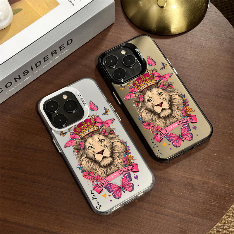 Capinha personalizada Com Nome Leão Borboleta Para Samsung A05S A14 A15 A16 A17 A32 A55 Capa de celular anti impacto