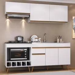 Armário Cozinha Modulada Compacta c/ Gabinete p/ Pia e Balcão p/ Cooktop Veneza Multimóveis MP3775