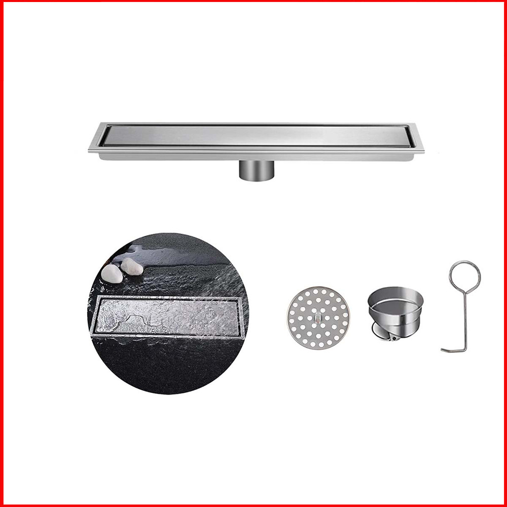 Ralo Inox Pratado com Tampa Invisível – Linear Oculto, para Banheiro e Área de Serviço, 10x30 cm/10x40 cm