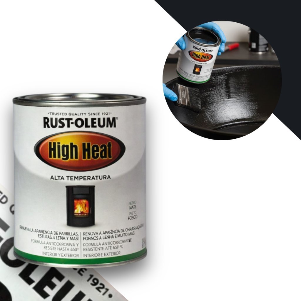 Tinta Preto Fosco Alta Temperatura Churrasqueira 946ML Rust Oleum em Oferta na Shopee
