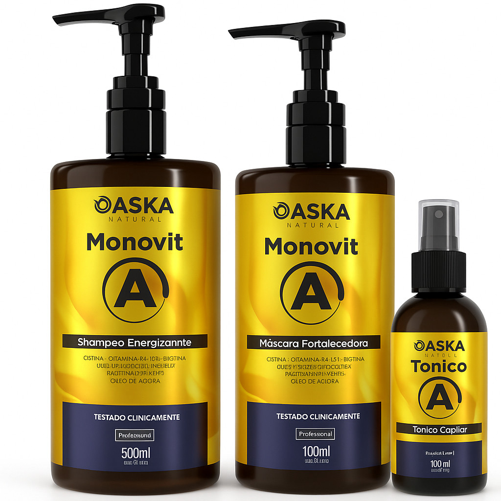 Kit Cresce Cabelo Profissional - Shampoo + Máscara 500g + Tônico Capilar 100ml Tratamento Intensivo