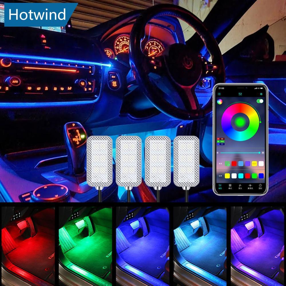 HW 4 Pçs/Set 12V 5V USB LED Atmosfera Interior Do Carro Backlight Ambiente Humor Pé Luz Decorativa APP Lâmpada De Contro