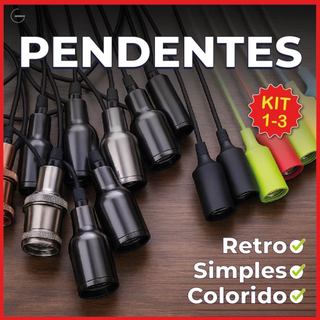 Pendentes iluminação Simples Retro Colorido 1M Modelo Moderno E27 110V-220V Bivolt