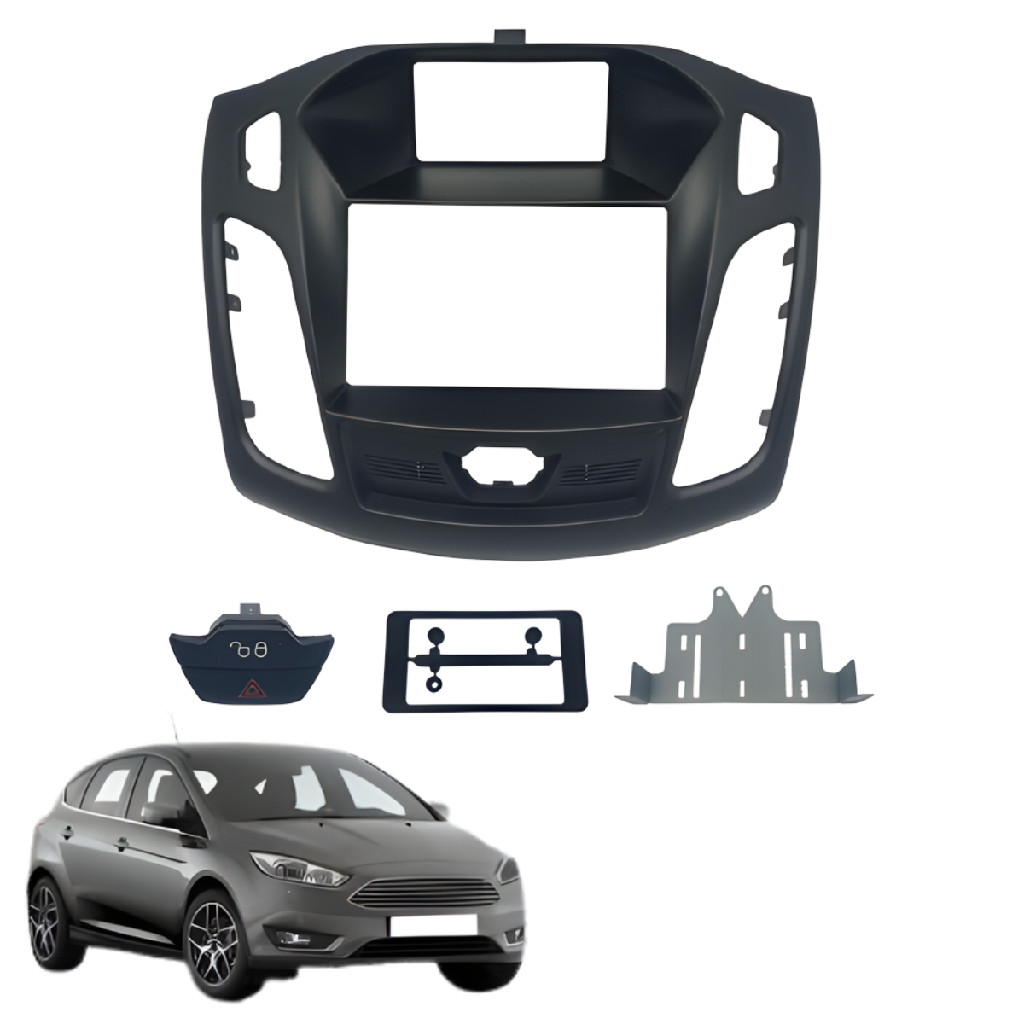 Moldura Preta 2 Din Fiamon Ford Focus De 2013 A 2019 Preta