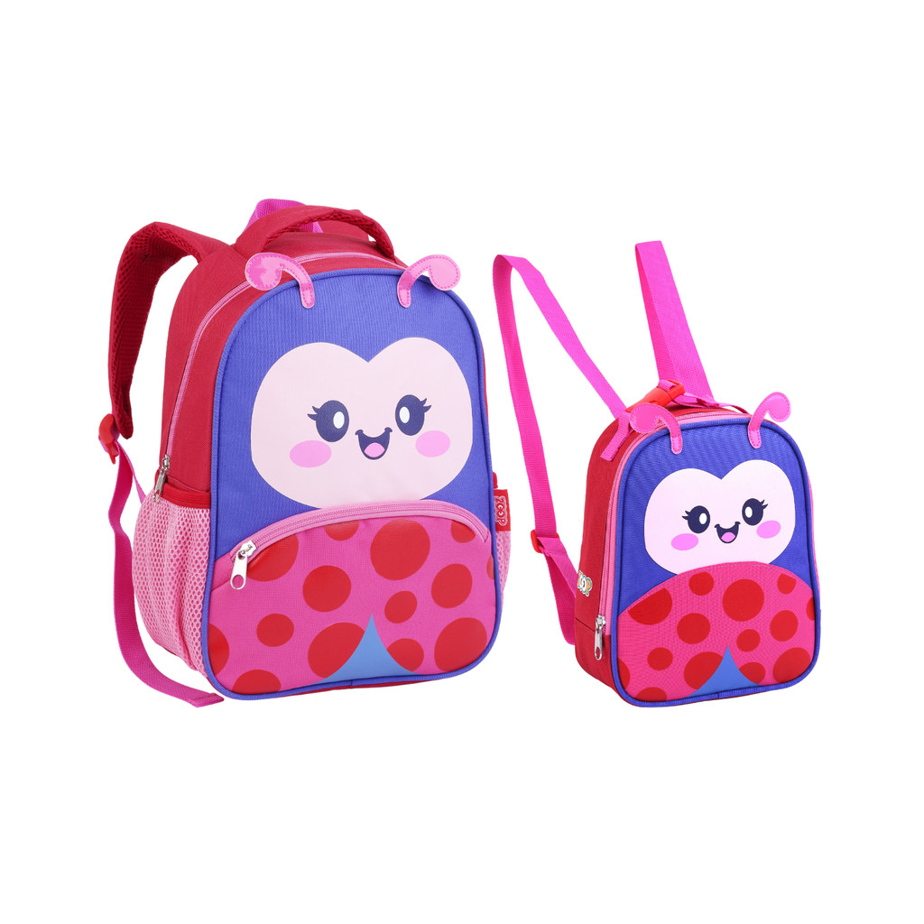 Conjunto Mochila + Lancheira Infantil Zoop Seanite Escolar Joaninha