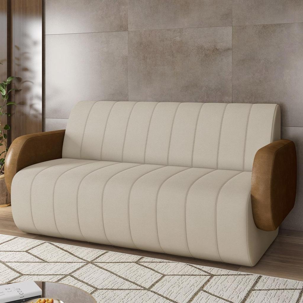 Sofá 2 Lugares 148cm Sala de Estar Munik Veludo Bege/Camel Z08 - Mpozenato em Oferta na Shopee