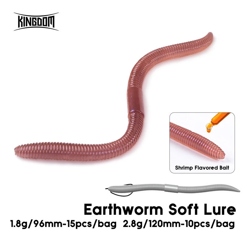 Kingdom Sinking Soft Worm 96mm 1.8g 120mm 2.8g Isca Artificial Macia Tipo Minhoca Swimbaits Para Pesca de Robalo, Lúcio