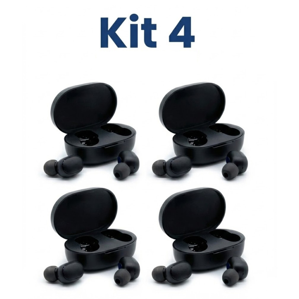 Fone de Ouvido Bluetooth Airdots Sem Fio com Estojo de Carregamento  kit 4 Jorgestore