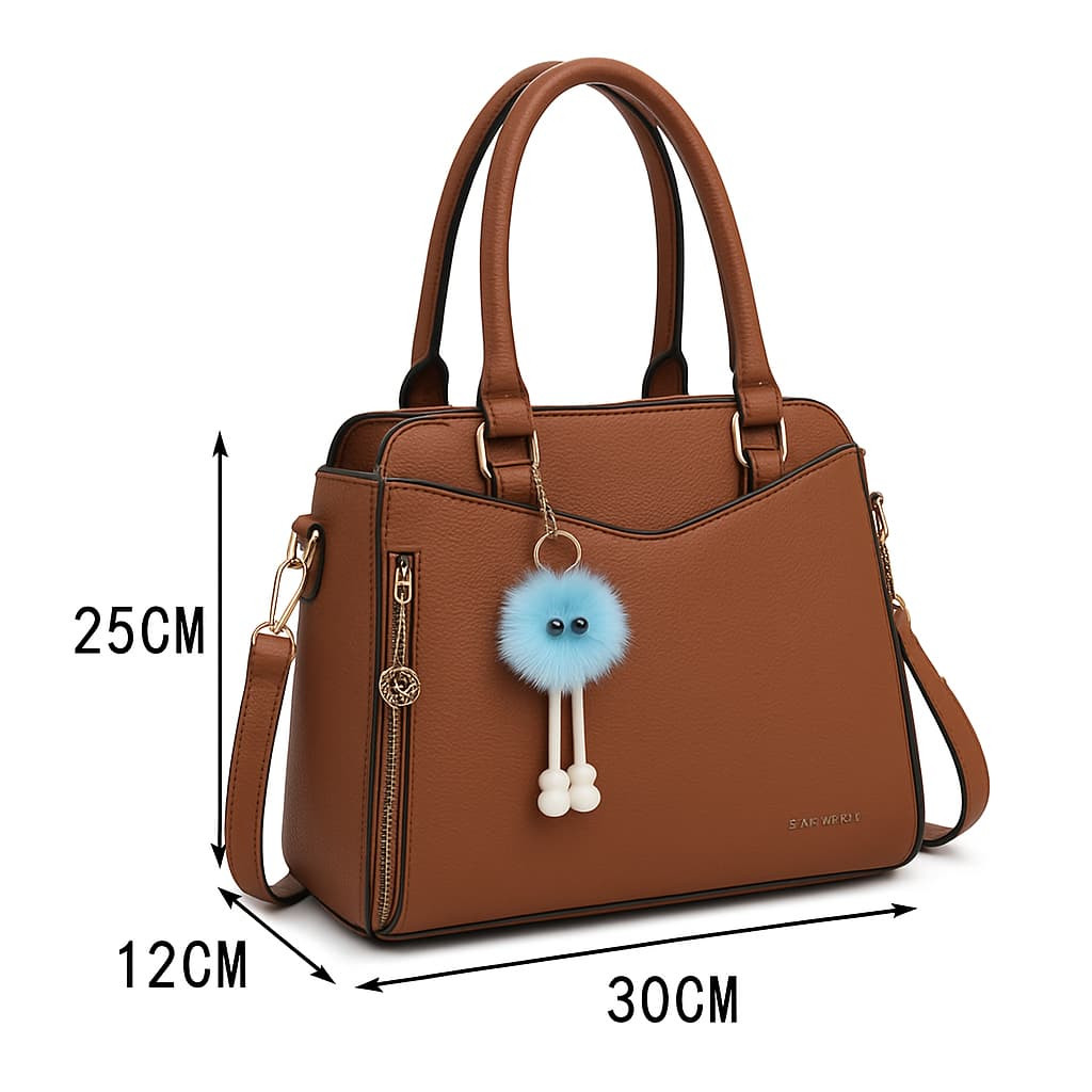 Bolsa feminina/tamanho médio/quadrada/ombro/transversal/bolsa de mão+pequeno pingente