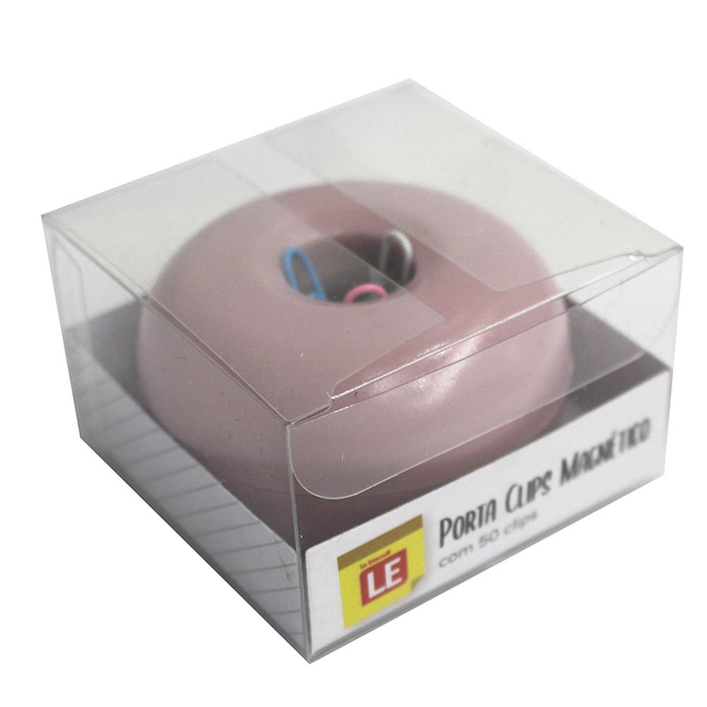 Detalhes do Porta Clip Le Magnético 28mm com 50 Unidades Rosa