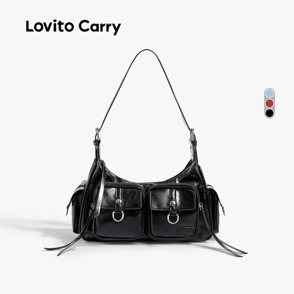 (Lovito Carry) Bolsa de Ombro Casual em Couro Sintético Macio de Alta Qualidade para Mulheres LR19E074 em Oferta na Shopee