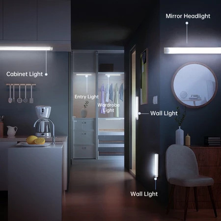 Smart Luminária Inteligente Ultra LED com sensor de movimento sem fio e Recarregável USB fino barra 20/30/50cm