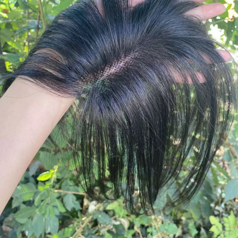Base De Renda Sem Rastros De 6cm X 12cm 100 % Capa De Topper De Cabelo Humano Desbaste/Branco 30cm , Preto Natural/Marro