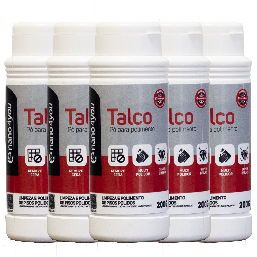 Kit 5 Talco Removedor De Cera Para Porcelanato Limpeza Sem Danificar Produto para tirar cera de piso