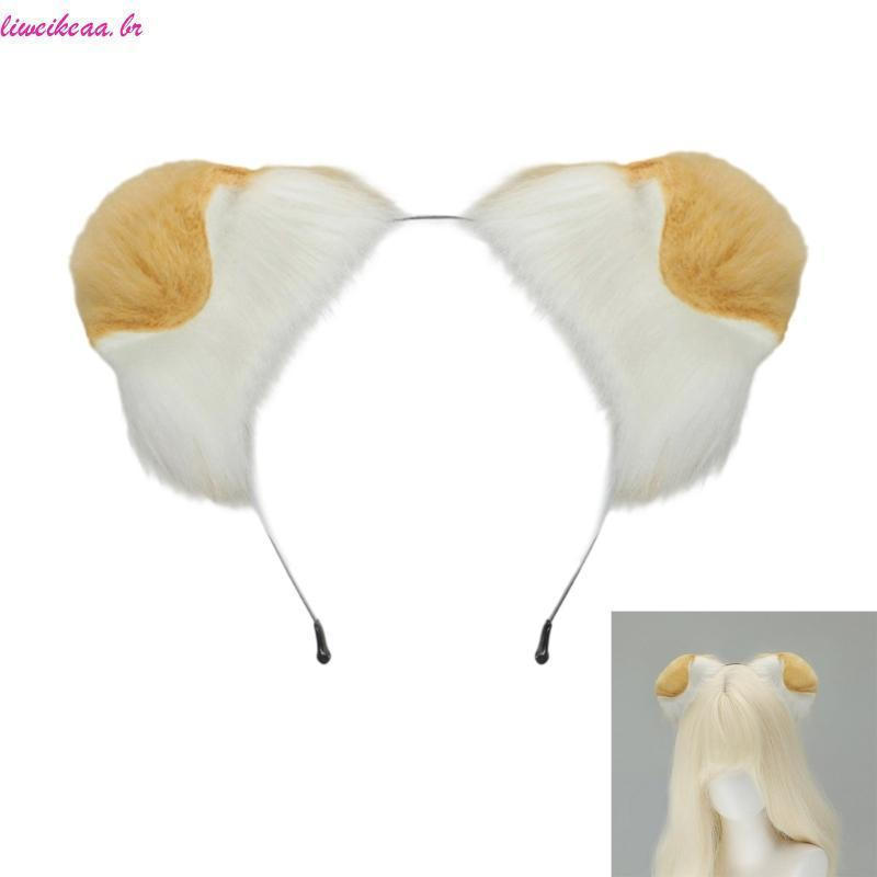 Liweikea Faixa De Cabelo Com Orelha De Cachorro Flexível , Acessório De Festa De Pelúcia Quente Para Mulheres
