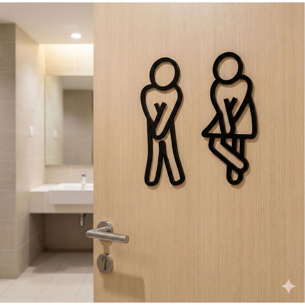 Kit Placas Banheiro Divertidas Masculino e Feminino Acrílico Preto Brilho - Decoração Moderna em Oferta na Shopee