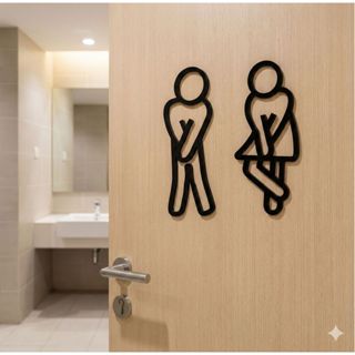 Kit Placas Banheiro Divertidas Masculino e Feminino Acrílico Preto Brilho - Decoração Moderna em Oferta na Shopee