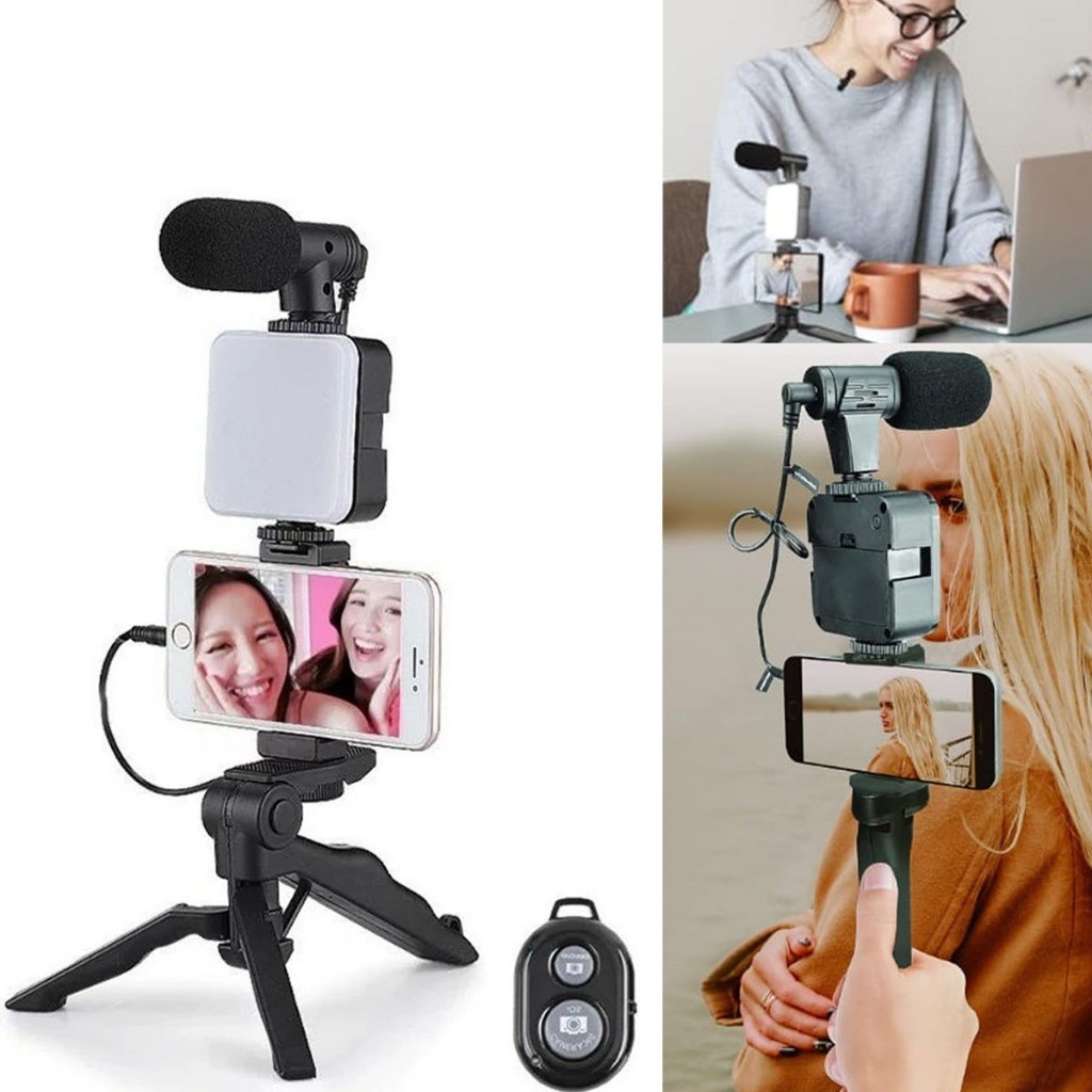 Tripé Estabilizador de Mão kit 5 em 1 gimbal Microfone Celular Gravação De Vídeo estabilizador de celular para filmagem em Oferta na Shopee