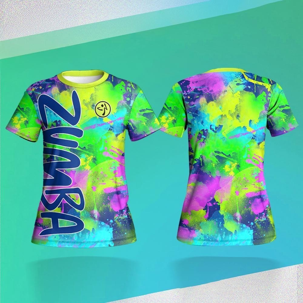 Camiseta Zumba Com Gola Redonda , Fibra De Poliéster , Manga Curta Respirável Totalmente Sublimada , Plus Size Para Home
