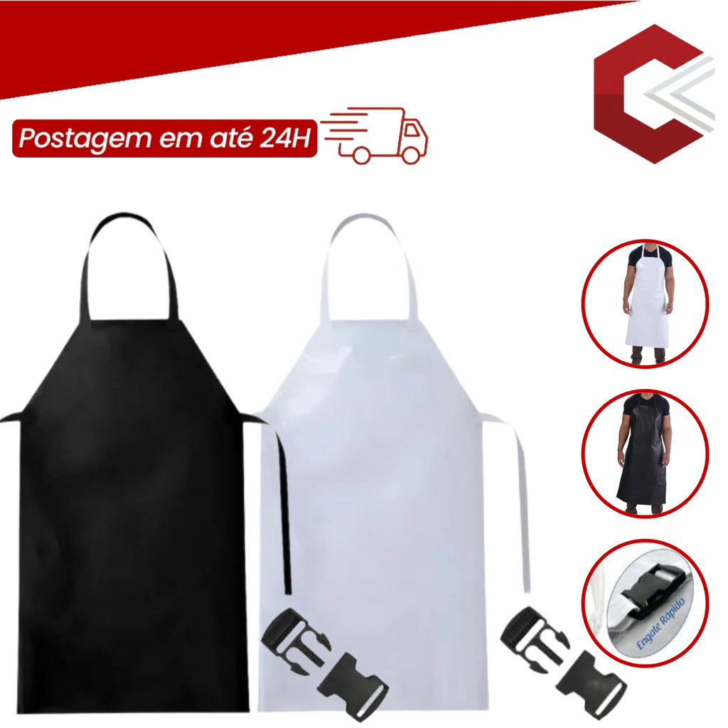 Avental De PVC C/Forro E Engate Rápido Jardinagem açougue peixaria Serviços gerais Brascamp/Vinilseg