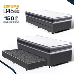 Cama Box com Colchão de Espuma D45 Double Face Territory Hellen + Auxiliar de Molas Solteiro 88cm