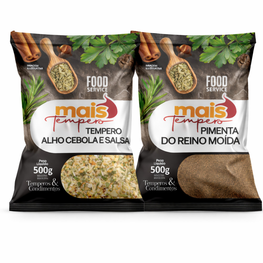 Kit 2 Temperos Completo Alho Cebola Salsa + Pimenta Reino 1kg Cada