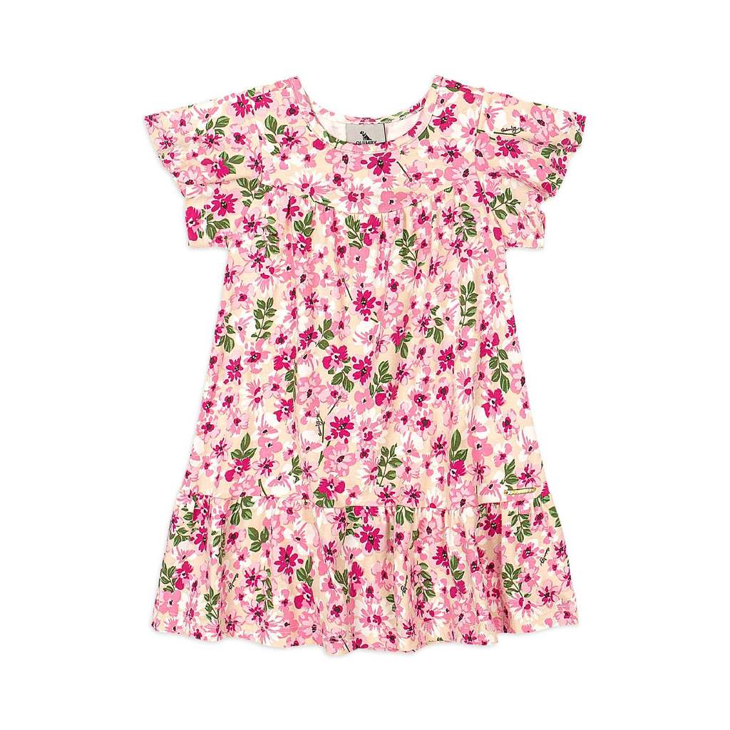 Vestido Bebê Floral Cotton Recortes Quimby