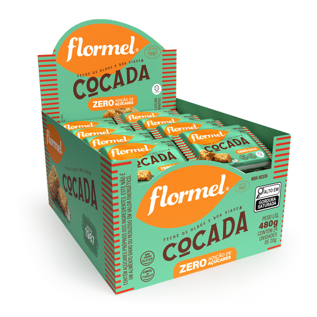 Caixa 24 unid Cocada Zero Açúcar Sem Gluten Coco Natural Doce FLormel 20g Cada