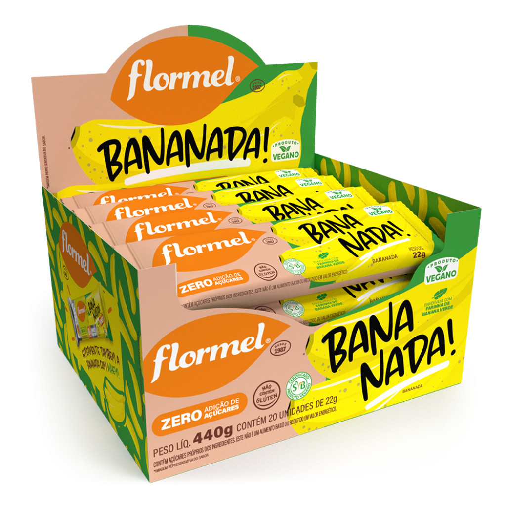 Bananada Cremosa Zero Açúcar - Display Com 20 Und - Flormel