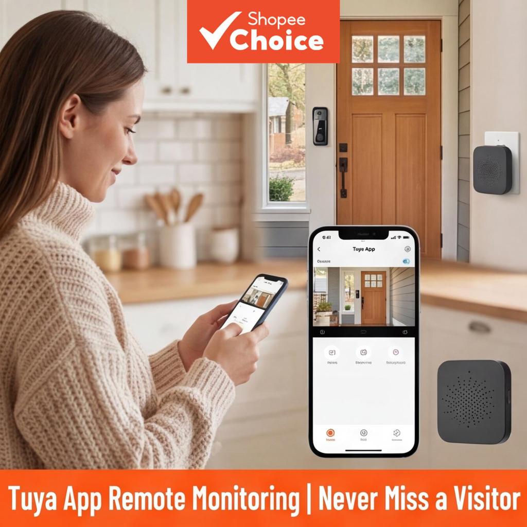 Campainha de Vídeo Inteligente WiFi 480P Chamada de Vídeo Bidirecional Notificações pelo Aplicativo Tuya Home