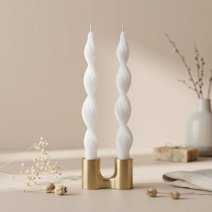 Vela Espiral Brilhosa - Branca - 25cm - 2 unidades - Rizzo