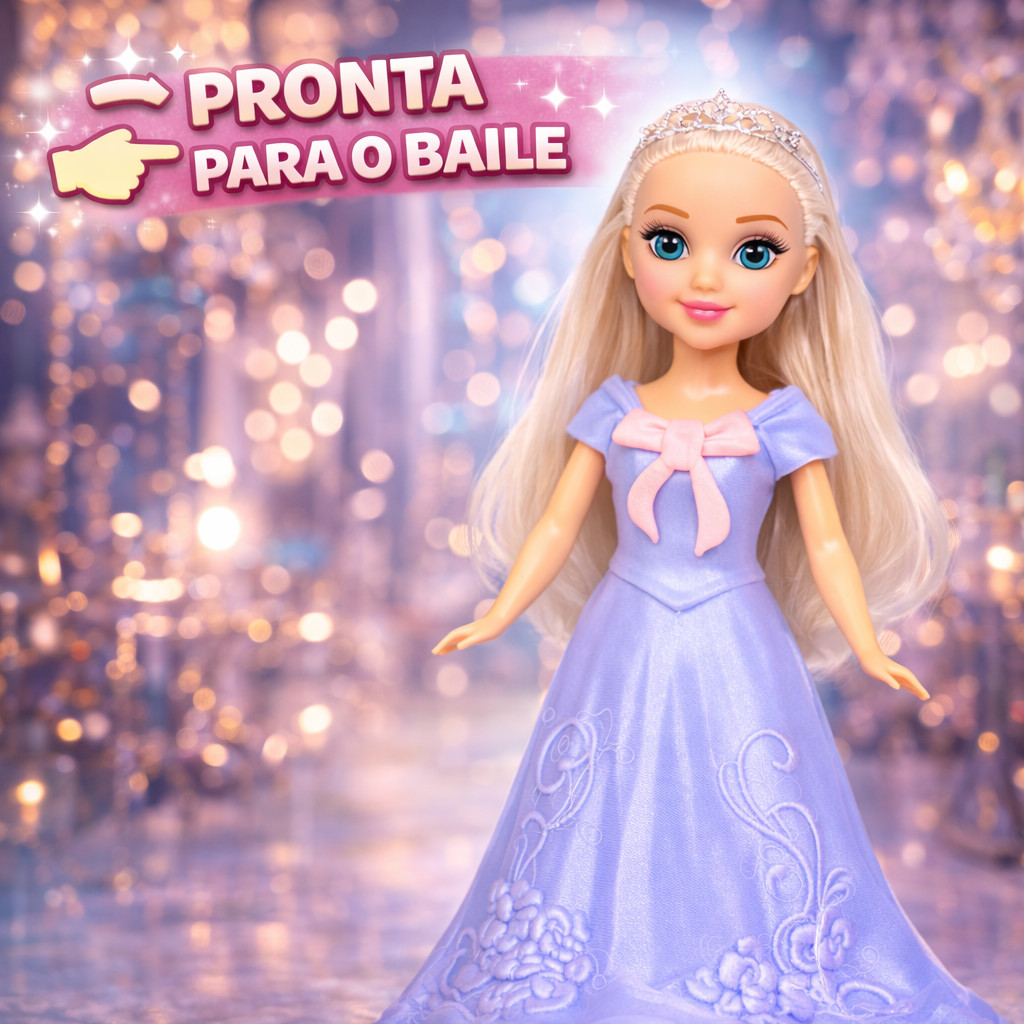 Boneca Infantil Fashion Com Acessórios Roupa Baile Elegante Presente Menina Brinquedo