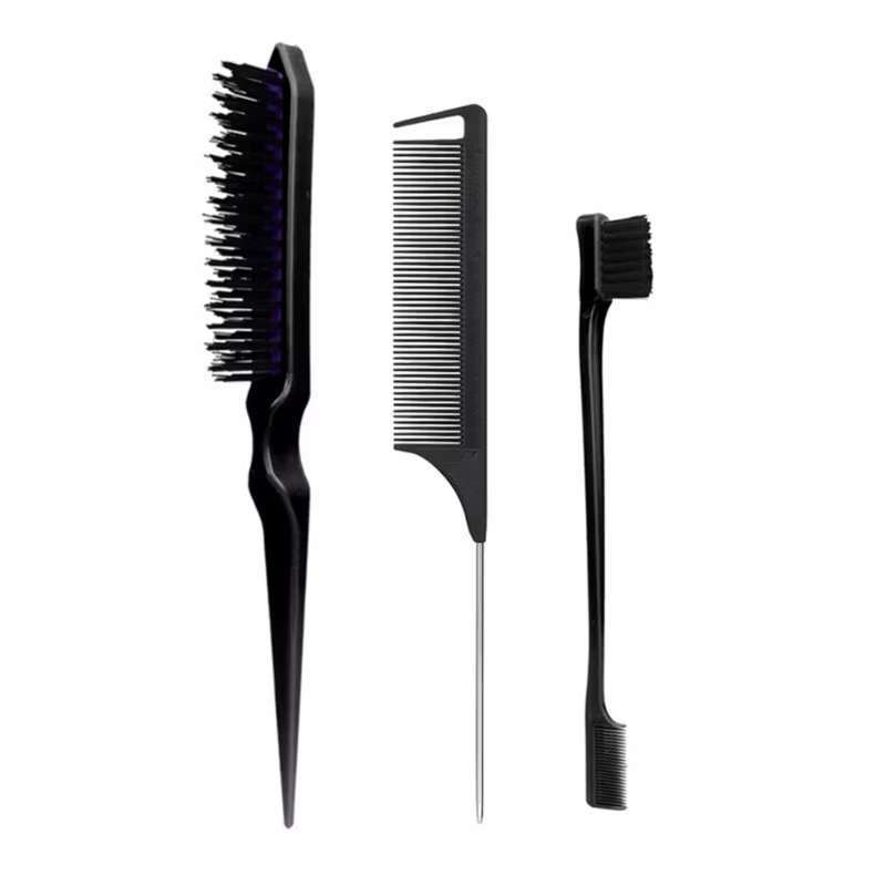 Conjunto De Escova De Cabelo 3 Peças Com Pente De Cauda De Mouse-Adição Perfeita À Rotina De Cuidados O-LQ