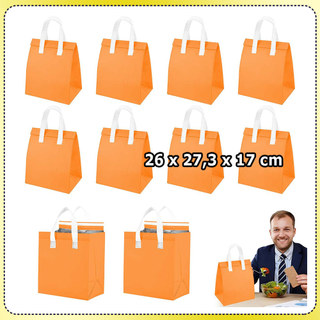 10x Laranja Bolsa térmica para alimentos bolsa para comida viagem bolsa térmica bolsa para piquenique bolsa entrega