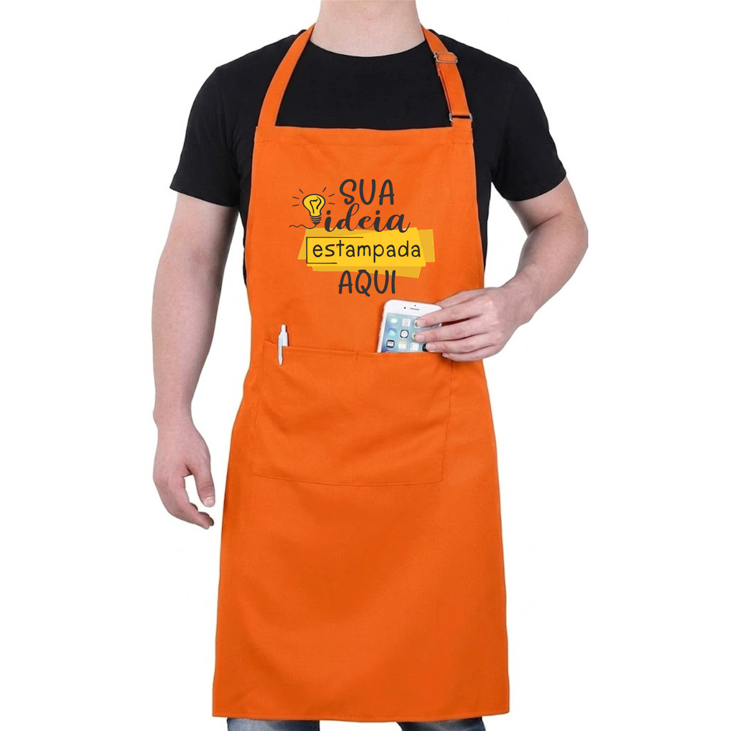 Avental Personalizado Com Sua Arte Laranja