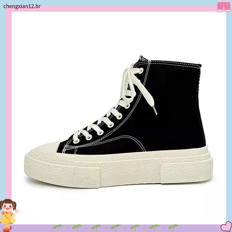 tênis infantil masculino kit tênis infantil masculino Sapatos de lona de cano alto para homens 2024 outono novo preto