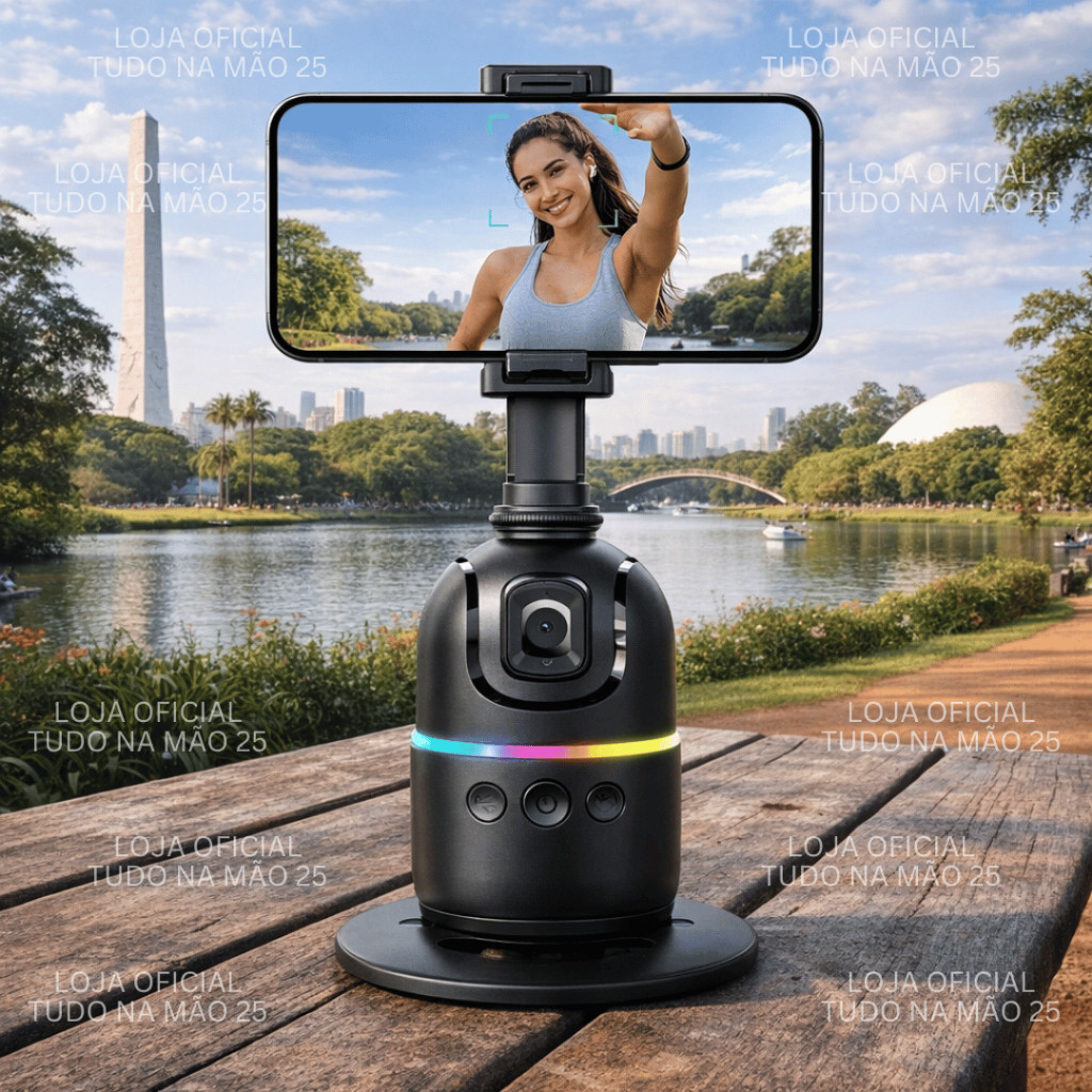 GIMBAL DE MESA Suporte de Celular 360º Rastreamento Facial Automático IA Auto Tracking