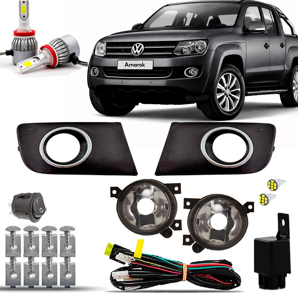 Kit Farol Milha Farolete Auxiliar Cibie Neblina Completo Vw Amarok 2010 2011 2012 2013 2014 2015 2016 + Moldura + Led 6K