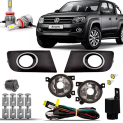 Kit Farol Milha Farolete Auxiliar Cibie Neblina Completo Vw Amarok 2010 2011 2012 2013 2014 2015 2016 + Moldura + Led 6K