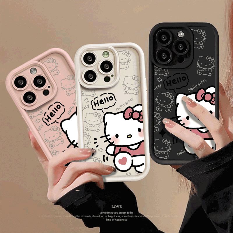 Capinha Capa de silicone Anti-impacto Hello Kitty para Samsung A15 A72 A05S A54 S21 S22 S23 S24 S25 FE ULTRA
