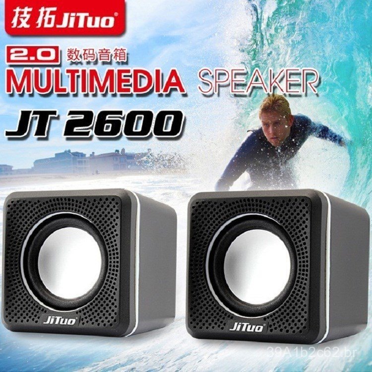 Jituo JT2600 Mini Subwoofer Multimídia para Computador Portátil e de Mesa, Caixa de Som USB Portátil