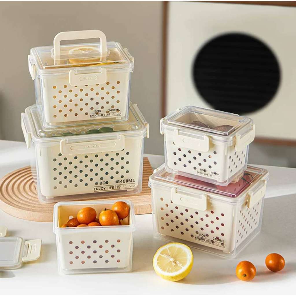 Kit 5 Organizadores Potes Hermeticos Geladeira Alimentos Vegetais--1276
