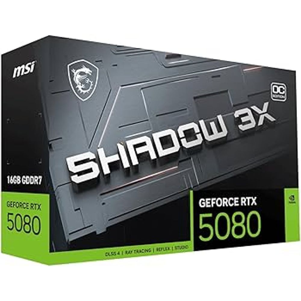 Placa de Video GeForce NVIDIA MSI RTX5080 16GB Shadow 3x Oc  Gddr7 256 Bits - 912-V531-628